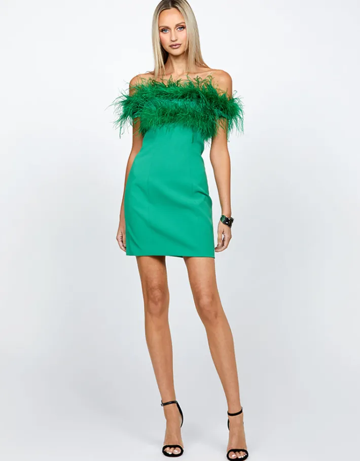 Mini Dresses | All Dresses<Bariano DANICA OFF SHOULDER MINI BL67D26S GREEN