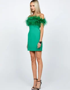 Mini Dresses | All Dresses<Bariano DANICA OFF SHOULDER MINI BL67D26S GREEN