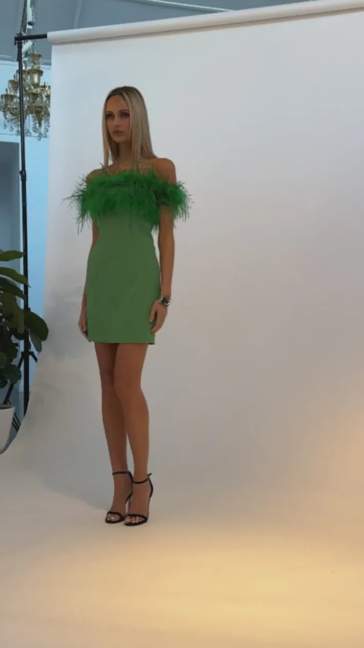 Mini Dresses | All Dresses<Bariano DANICA OFF SHOULDER MINI BL67D26S GREEN