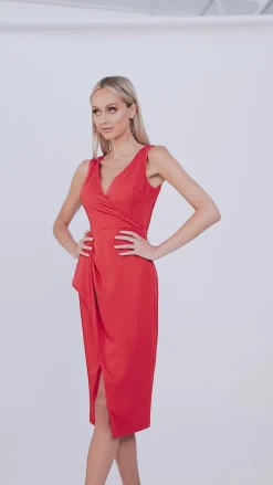 Midi Dresses | All Dresses<Bariano DAYANNA WRAP FRILL MIDI BL56D03S