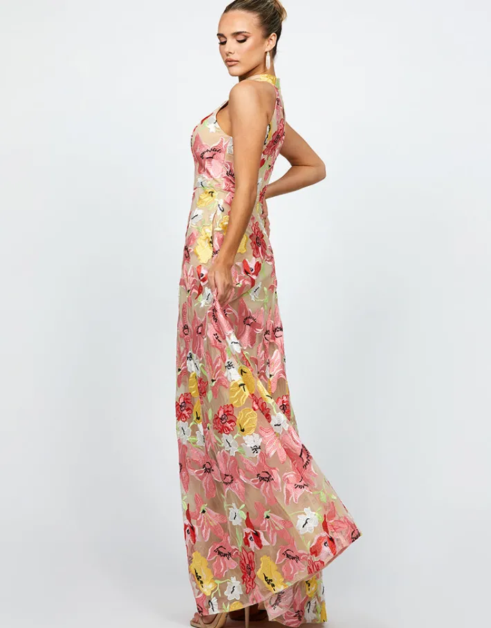 Maxi Dresses<Bariano DELANEY HIGH NECK GOWN B74D37L FLORAL MULTI