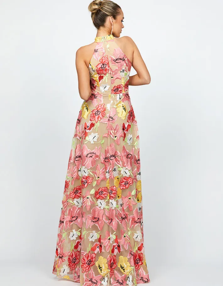 Maxi Dresses<Bariano DELANEY HIGH NECK GOWN B74D37L FLORAL MULTI
