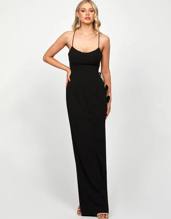 Maxi Dresses | All Dresses<Bariano DERRY SCOOPED BOW GOWN B73D15L BLACK