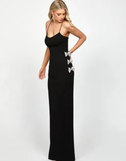 Maxi Dresses | All Dresses<Bariano DERRY SCOOPED BOW GOWN B73D15L BLACK