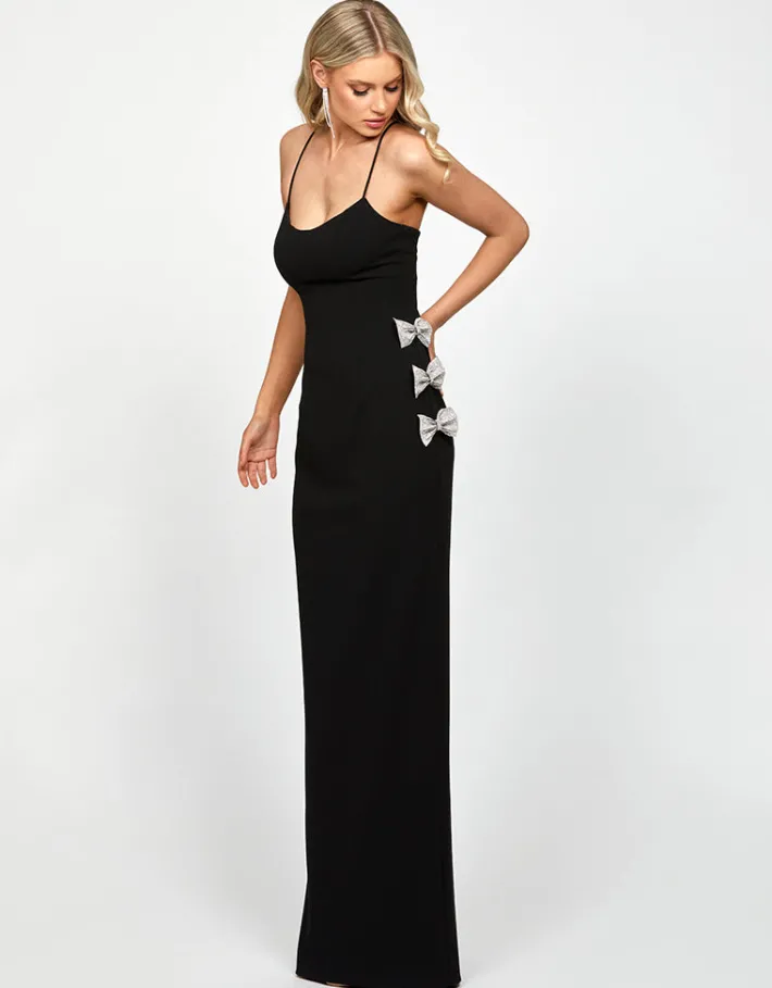 Maxi Dresses | All Dresses<Bariano DERRY SCOOPED BOW GOWN B73D15L BLACK