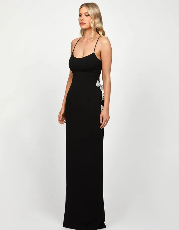Maxi Dresses | All Dresses<Bariano DERRY SCOOPED BOW GOWN B73D15L BLACK