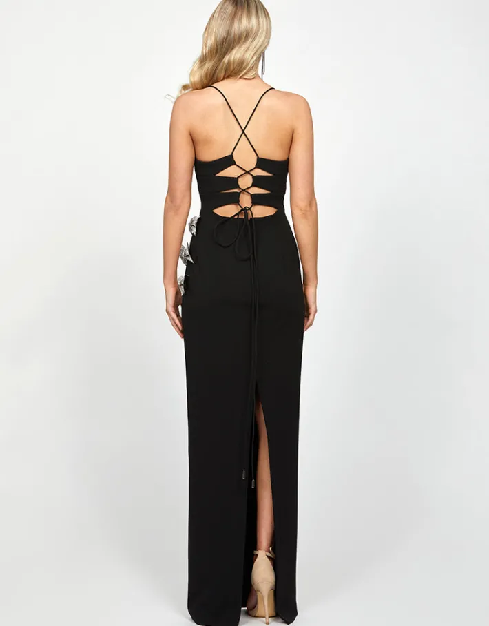 Maxi Dresses | All Dresses<Bariano DERRY SCOOPED BOW GOWN B73D15L BLACK