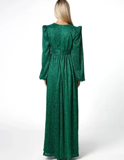 Long Sleeve Dresses | Maxi Dresses<Bariano DOMINIQUE V NECK LONG SLEEVE MAXI BL66D22L EMERALD