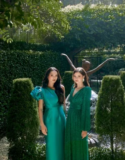 Long Sleeve Dresses | Maxi Dresses<Bariano DOMINIQUE V NECK LONG SLEEVE MAXI BL66D22L EMERALD