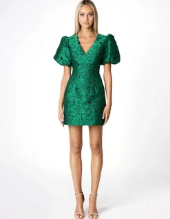 Mini Dresses | All Dresses<Bariano DOVE PUFF SLEEVE MINI BL66D20S GREEN