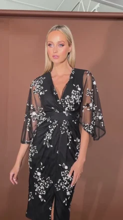 Midi Dresses | All Dresses<Bariano ECLIPSE BATWING CROSSOVER MIDI B55D06S