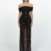 Maxi Dresses | All Dresses<Bariano EFFY OFF SHOULDER MAXI BL65D15L BLACK