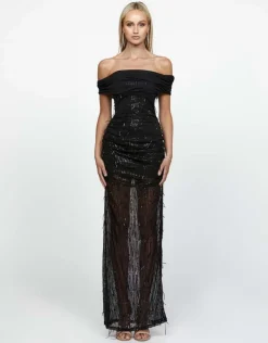 Maxi Dresses | All Dresses<Bariano EFFY OFF SHOULDER MAXI BL65D15L BLACK