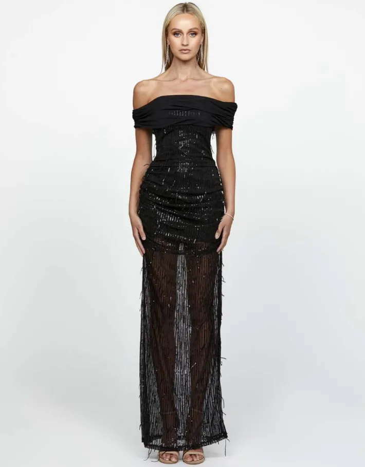 Maxi Dresses | All Dresses<Bariano EFFY OFF SHOULDER MAXI BL65D15L BLACK