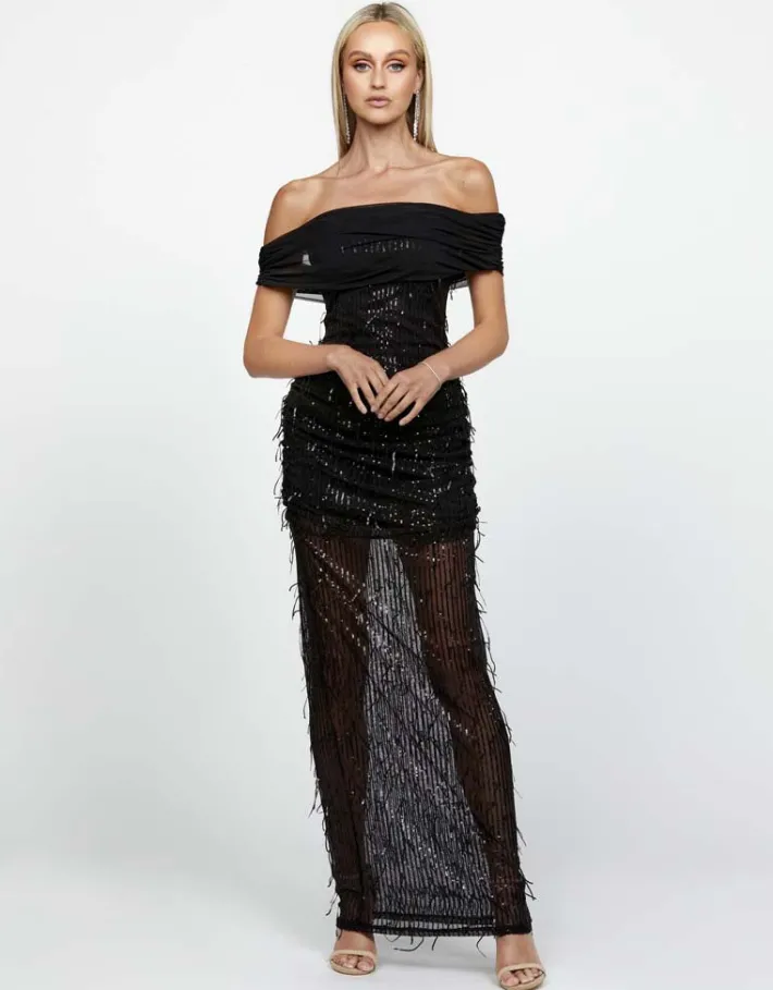Maxi Dresses | All Dresses<Bariano EFFY OFF SHOULDER MAXI BL65D15L BLACK