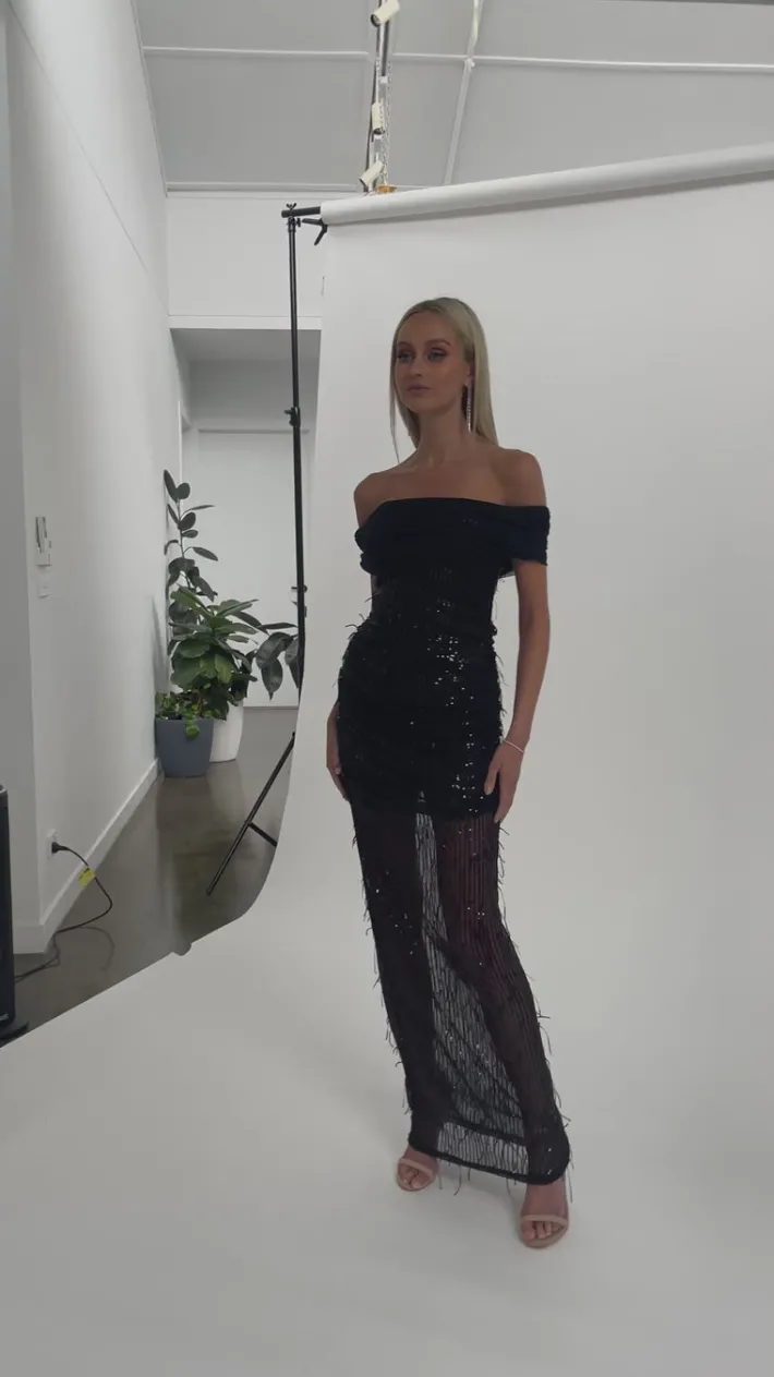 Maxi Dresses | All Dresses<Bariano EFFY OFF SHOULDER MAXI BL65D15L BLACK