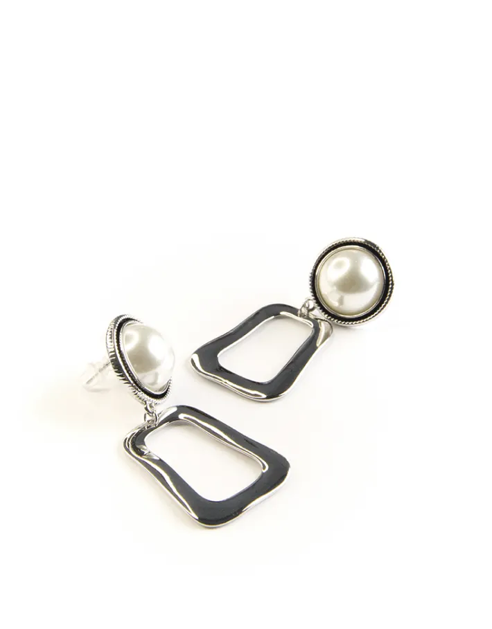 Jewellery<Bariano ELISE PEARL TEXTURED DROP EARRINGS SILVER
