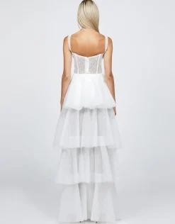 Formal / Prom Dresses | Gowns / Ballgowns<Bariano ELVYRA CRYSTAL ORGANZA TIERED GOWN B68D24L WHITE