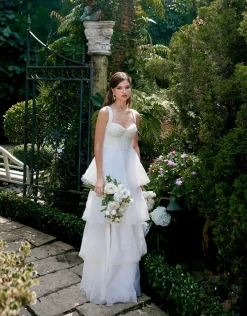 Formal / Prom Dresses | Gowns / Ballgowns<Bariano ELVYRA CRYSTAL ORGANZA TIERED GOWN B68D24L WHITE