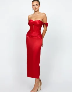 Maxi Dresses | Formal / Prom Dresses<Bariano ELYSE OFF SHOULDER MIDAXI B74D50L RED