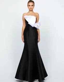 Formal / Prom Dresses | Maxi Dresses<Bariano EMELY ONE SHOULDER RUFFLE GOWN B74D35L BLACK/WHITE