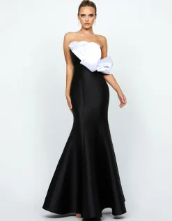 Formal / Prom Dresses | Maxi Dresses<Bariano EMELY ONE SHOULDER RUFFLE GOWN B74D35L BLACK/WHITE