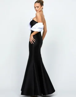 Formal / Prom Dresses | Maxi Dresses<Bariano EMELY ONE SHOULDER RUFFLE GOWN B74D35L BLACK/WHITE