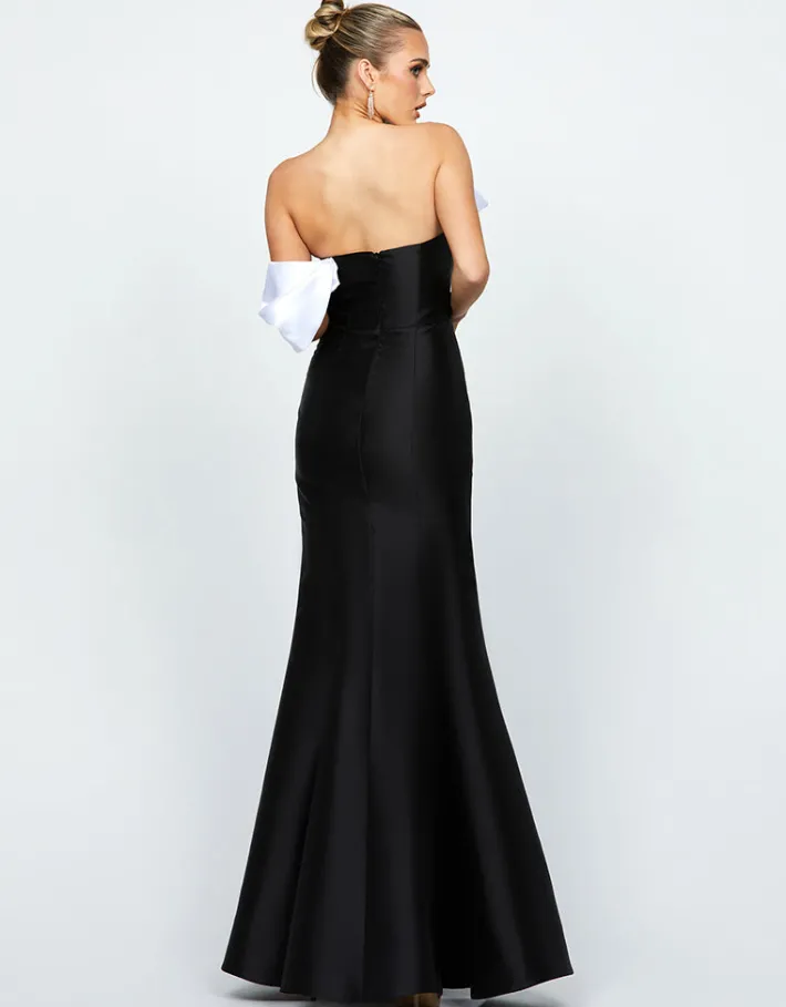 Formal / Prom Dresses | Maxi Dresses<Bariano EMELY ONE SHOULDER RUFFLE GOWN B74D35L BLACK/WHITE