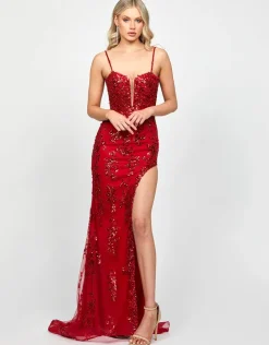 Formal / Prom Dresses | Maxi Dresses<Bariano ESTONIA CUT OUT GOWN B73D85L RED