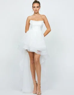Maxi Dresses<Bariano EVANGELINE STRAPLESS HI LO GOWN B75D90HL WHITE