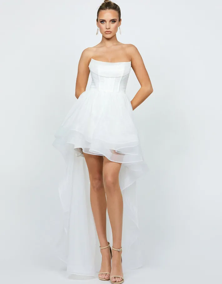 Maxi Dresses<Bariano EVANGELINE STRAPLESS HI LO GOWN B75D90HL WHITE
