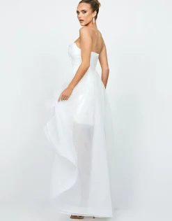 Maxi Dresses<Bariano EVANGELINE STRAPLESS HI LO GOWN B75D90HL WHITE