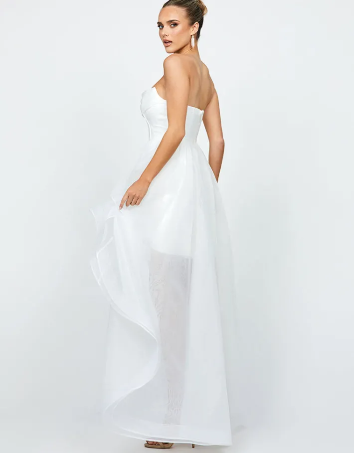 Maxi Dresses<Bariano EVANGELINE STRAPLESS HI LO GOWN B75D90HL WHITE