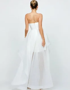 Maxi Dresses<Bariano EVANGELINE STRAPLESS HI LO GOWN B75D90HL WHITE