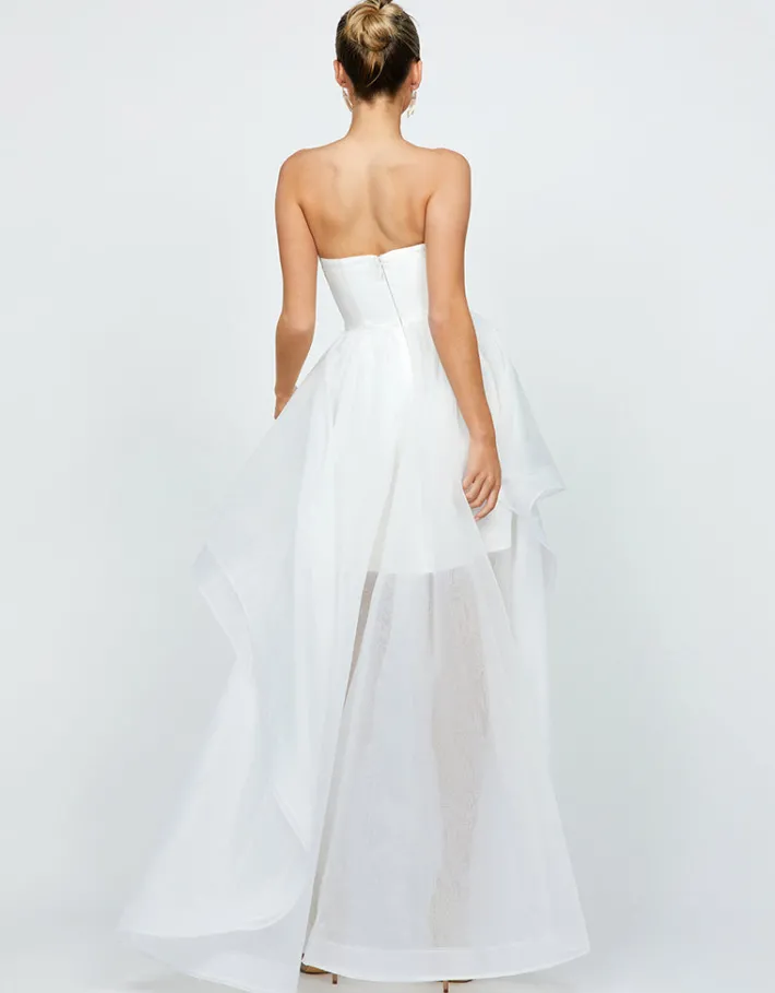 Maxi Dresses<Bariano EVANGELINE STRAPLESS HI LO GOWN B75D90HL WHITE