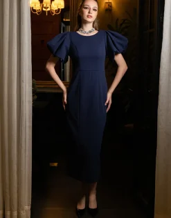 Maxi Dresses | All Dresses<Bariano EVELYN PUFF SLEEVE MIDI B71D10S