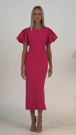 Maxi Dresses | All Dresses<Bariano EVELYN PUFF SLEEVE MIDI B71D10S