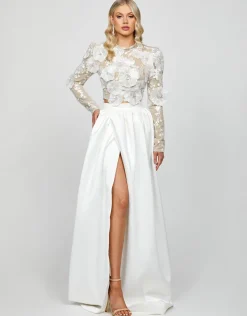 Maxi Dresses | All Dresses<Bariano EVER LONG SLEEVE FLORAL TOP B73T58 WHITE/NUDE