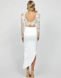Maxi Dresses | All Dresses<Bariano EVER LONG SLEEVE FLORAL TOP B73T58 WHITE/NUDE