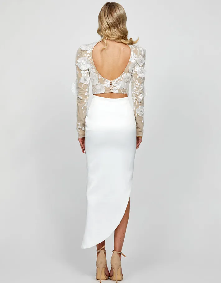 Maxi Dresses | All Dresses<Bariano EVER LONG SLEEVE FLORAL TOP B73T58 WHITE/NUDE