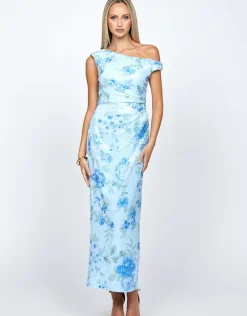 Maxi Dresses | All Dresses<Bariano FIONA ONE SHOULDER MIDAXI BL72D31L LIGHT BLUE PRINT