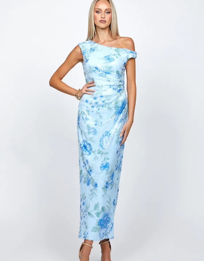 Maxi Dresses | All Dresses<Bariano FIONA ONE SHOULDER MIDAXI BL72D31L LIGHT BLUE PRINT