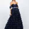 Formal / Prom Dresses | Gowns / Ballgowns<Bariano FRANCHESA OFF SHOULDER BALL GOWN B72D20L NAVY