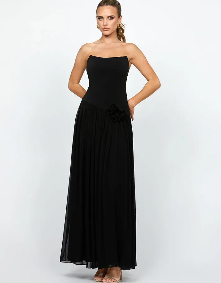 Maxi Dresses<Bariano GEORGIE STRAPLESS DRAPE MAXI BL74D09L BLACK