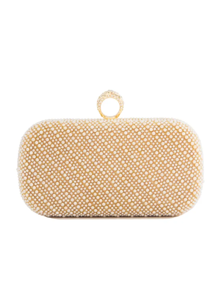 Clutches<Bariano GLIMMER PEARL CLUTCH J74BG05 CHAMPAGNE