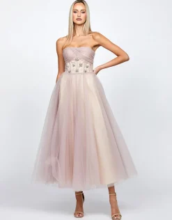 Midi Dresses | All Dresses<Bariano GRACELYN DIAMANTE TEA LENGTH MIDI B72D54S DUSTY ROSE/NUDE