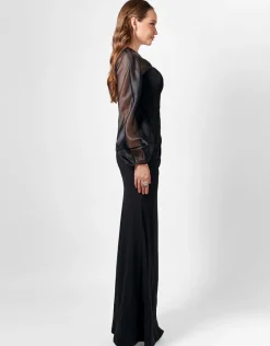 Long Sleeve Dresses | Formal / Prom Dresses<Bariano GRACELYNN SHEER SLEEVE MAXI BL75D22L BLACK