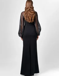Long Sleeve Dresses | Formal / Prom Dresses<Bariano GRACELYNN SHEER SLEEVE MAXI BL75D22L BLACK