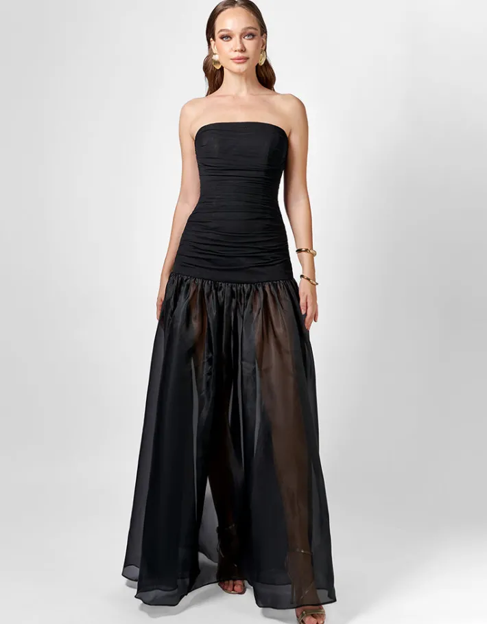Formal / Prom Dresses | Maxi Dresses<Bariano HAISLEY STRAPLESS SHEER SKIRT MAXI BL75D14L BLACK