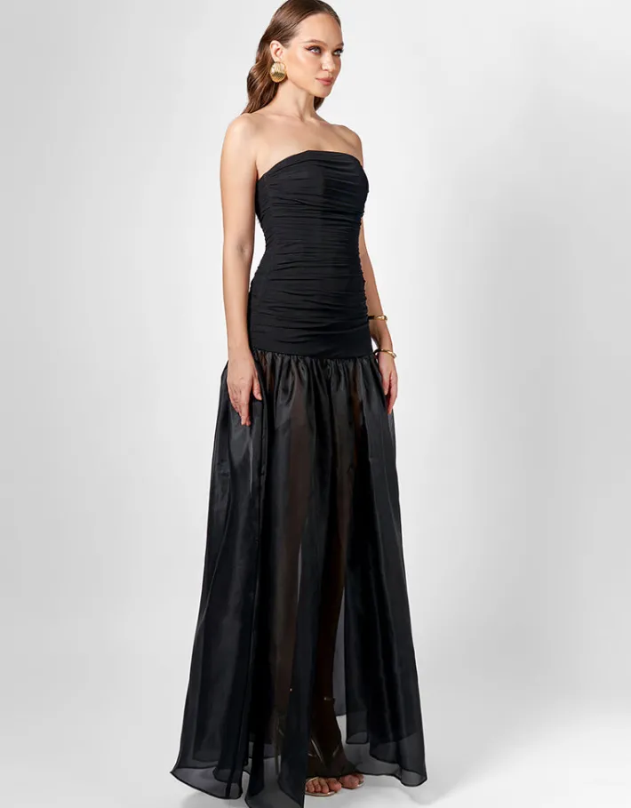 Formal / Prom Dresses | Maxi Dresses<Bariano HAISLEY STRAPLESS SHEER SKIRT MAXI BL75D14L BLACK
